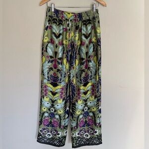 Floral Wide-Leg Lounge Pants - Olive Multi